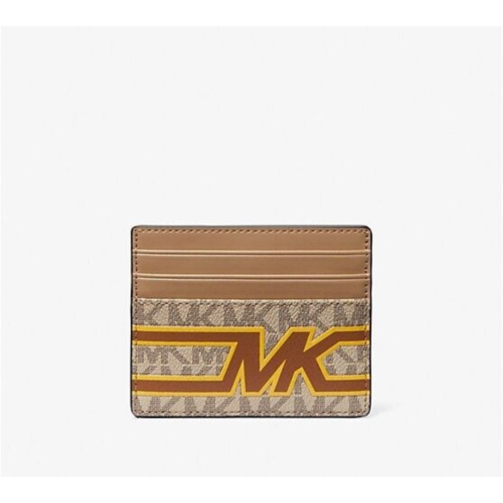 New Michael Kors Cooper Tall card case PVC with Leather Denim Multi